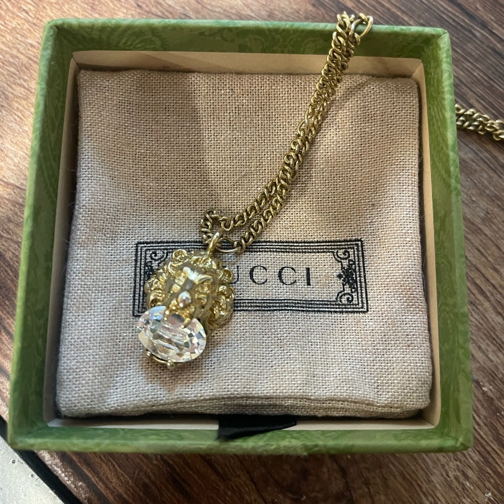 Gucci Lion head Necklace with Crystal